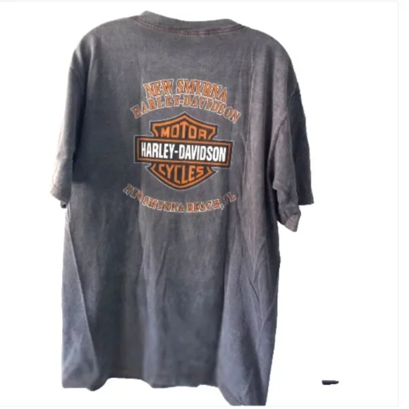 Genuine Harley-Davidson Men’s T-Shirt Sz Large Gray New Smyrna Beach Florida - Picture 4 of 12